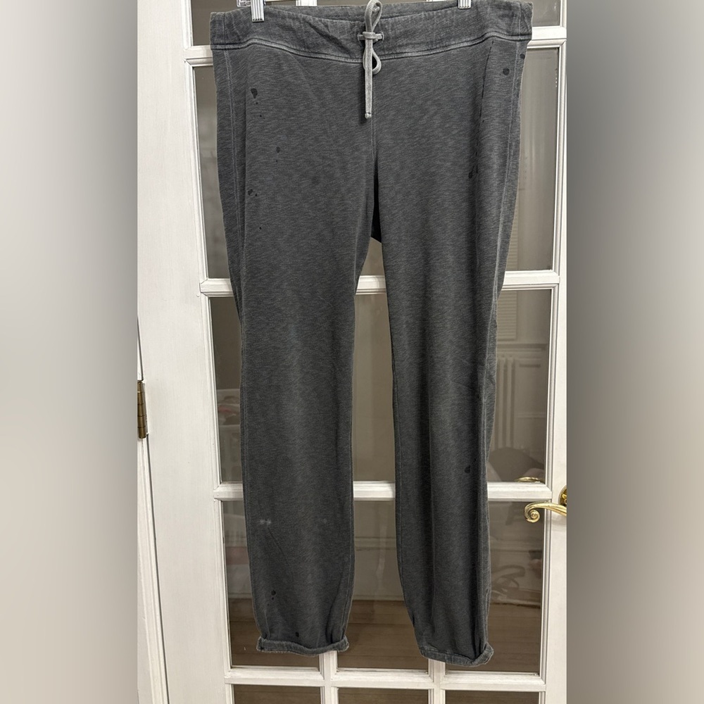 STANDARD JAMES PERSE Women's Dark Gray Drawstring Splatter Detail Sweatpants
